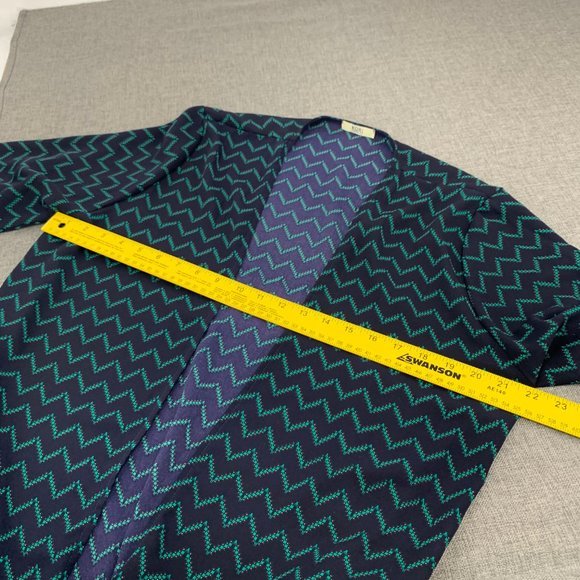 Kori America Open Boho Cardigan Beige Fringe Medium Green Navy Blue Top - Picture 4 of 11